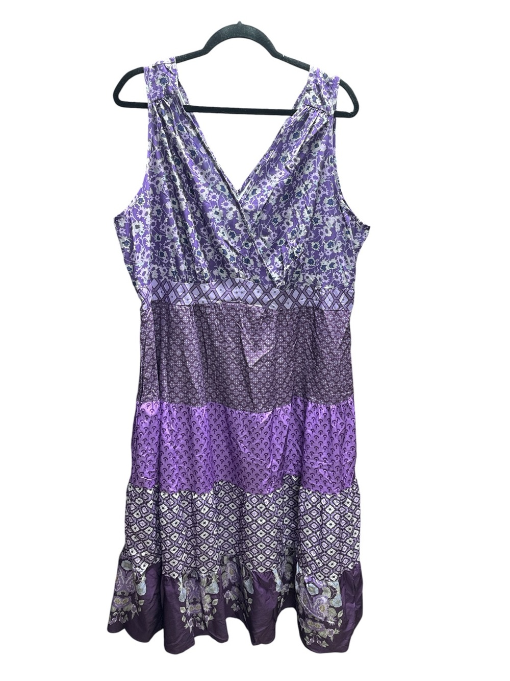 Bloom Chic purple patchwork teir Dress NWT Size 18/20